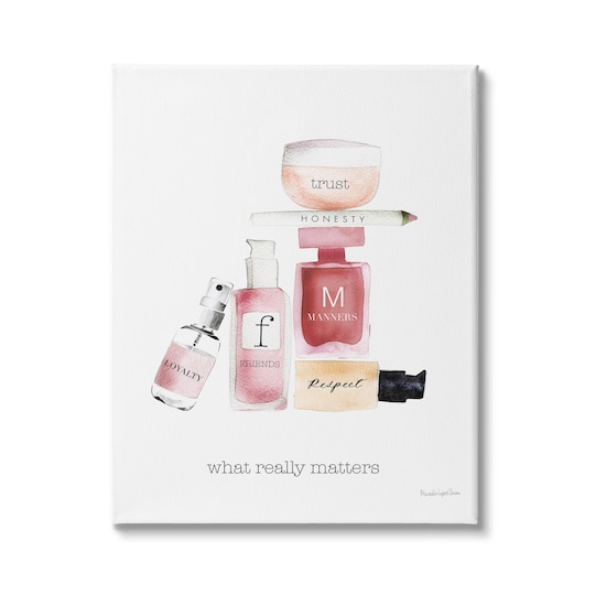 Stupell Industries Motivational Phrase Fashion Cosmetics What Really Matters Quote Canvas Wall Art